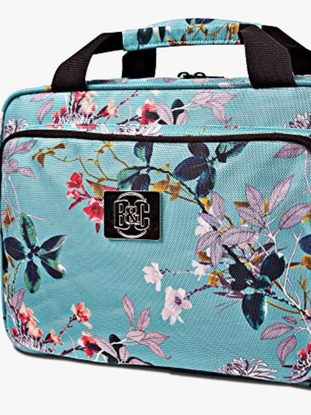 Ben & Carson Floral Teal hanging travel makeup Bag with jewelry bag
